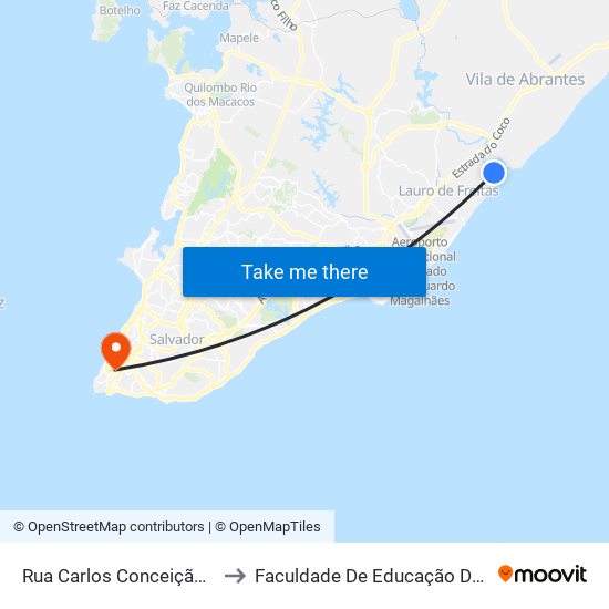 Rua Carlos Conceição, 697 to Faculdade De Educação Da Ufba map