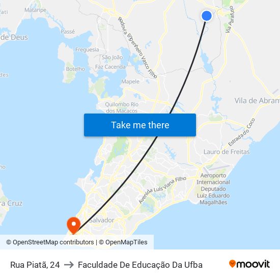 Rua Piatã, 24 to Faculdade De Educação Da Ufba map