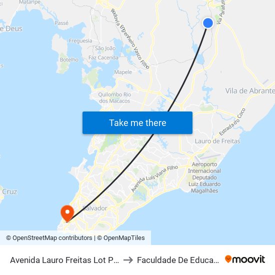 Avenida Lauro Freitas Lot Pqe Verde I, 925 to Faculdade De Educação Da Ufba map