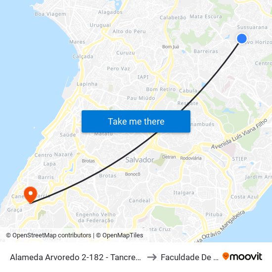 Alameda Arvoredo 2-182 - Tancredo Neves Salvador - Ba 41205-255 Brasil to Faculdade De Educação Da Ufba map