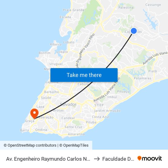 Av. Engenheiro Raymundo Carlos Nery 06 - Cajazeiras Salvador - Ba 41340-100 Brasil to Faculdade De Educação Da Ufba map