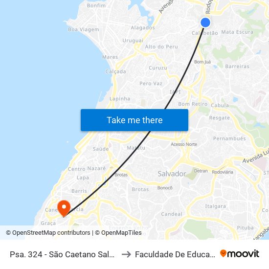 Psa. 324 - São Caetano Salvador - Ba Brasil to Faculdade De Educação Da Ufba map