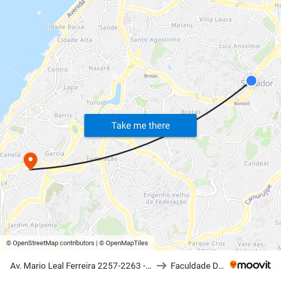 Av. Mario Leal Ferreira 2257-2263 - Cosme De Farias Salvador - Ba 40252-390 Brasil to Faculdade De Educação Da Ufba map