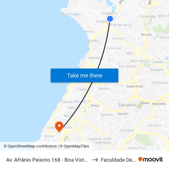 Av. Afrânio Peixoto 168 - Boa Vista Do Lobato Salvador - Ba 40487-300 Brasil to Faculdade De Educação Da Ufba map