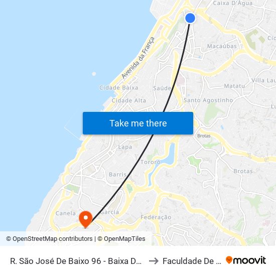 R. São José De Baixo 96 - Baixa De Quintas Salvador - Ba 40300-770 Brasil to Faculdade De Educação Da Ufba map