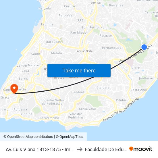 Av. Luís Viana 1813-1875 - Imbuí Salvador - Ba Brasil to Faculdade De Educação Da Ufba map