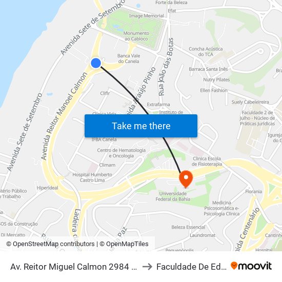 Av. Reitor Miguel Calmon 2984 - Canela Salvador - Ba Brasil to Faculdade De Educação Da Ufba map