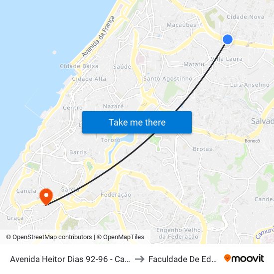 Avenida Heitor Dias 92-96 - Cabula Salvador - Ba Brasil to Faculdade De Educação Da Ufba map