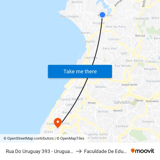 Rua Do Uruguay 393 - Uruguai Salvador - Ba Brasil to Faculdade De Educação Da Ufba map