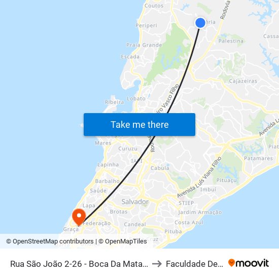 Rua São João 2-26 - Boca Da Mata De Valéria Salvador - Ba 41298-150 Brasil to Faculdade De Educação Da Ufba map