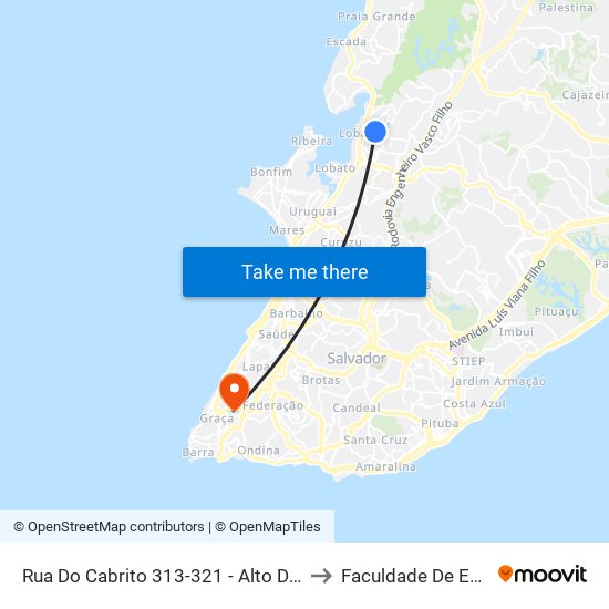 Rua Do Cabrito 313-321 - Alto Do Cabrito Salvador - Ba Brasil to Faculdade De Educação Da Ufba map