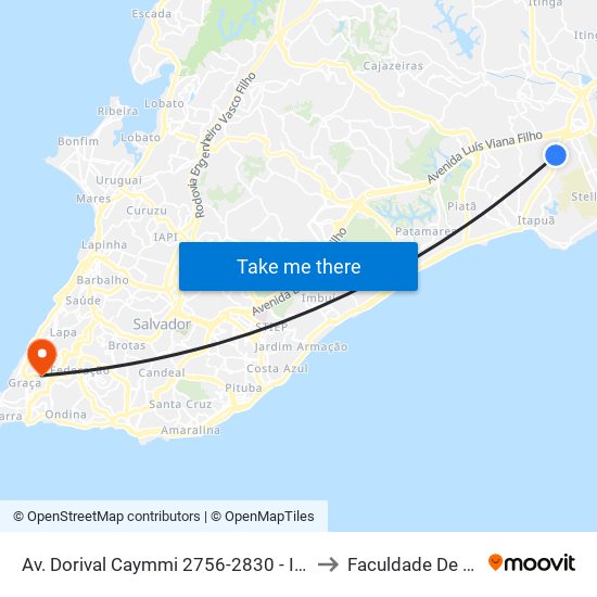 Av. Dorival Caymmi 2756-2830 - Itapuã Salvador - Ba 41635-152 Brasil to Faculdade De Educação Da Ufba map
