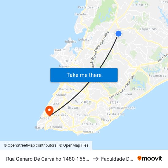 Rua Genaro De Carvalho 1480-1558 - Dom Avelar Salvador - Ba 41315-290 Brasil to Faculdade De Educação Da Ufba map