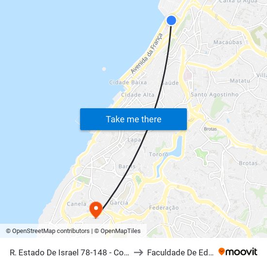 R. Estado De Israel 78-148 - Comercio Salvador - Ba Brazil to Faculdade De Educação Da Ufba map