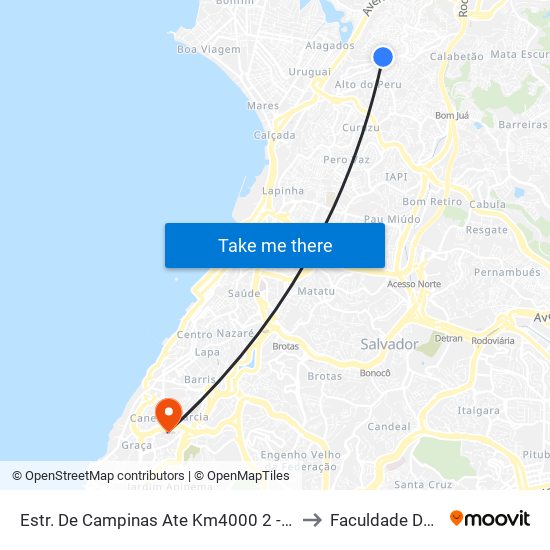 Estr. De Campinas Ate Km4000 2 - São Caetano Salvador - Ba 41275-410 Brasil to Faculdade De Educação Da Ufba map