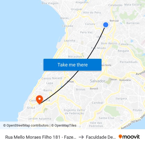 Rua Mello Moraes Filho 181 - Fazenda Grande Do Retiro Salvador - Ba Brasil to Faculdade De Educação Da Ufba map