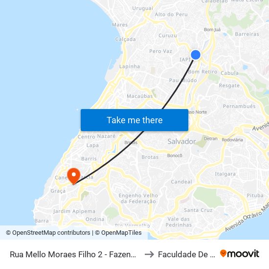 Rua Mello Moraes Filho 2 - Fazenda Grande Do Retiro Salvador - Ba Brasil to Faculdade De Educação Da Ufba map