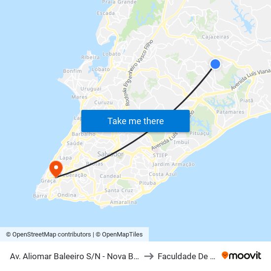 Av. Aliomar Baleeiro S/N - Nova Brasília Salvador - Ba 41350-275 Brasil to Faculdade De Educação Da Ufba map