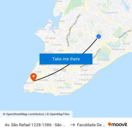 Av. São Rafael 1228-1386 - São Marcos Salvador - Ba 41253-190 Brasil to Faculdade De Educação Da Ufba map