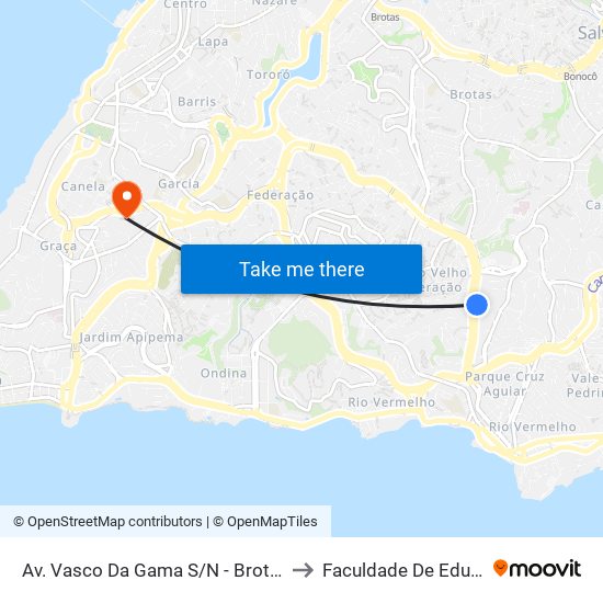 Av. Vasco Da Gama S/N - Brotas Salvador - Ba Brasil to Faculdade De Educação Da Ufba map