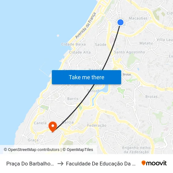 Praça Do Barbalho 72 to Faculdade De Educação Da Ufba map