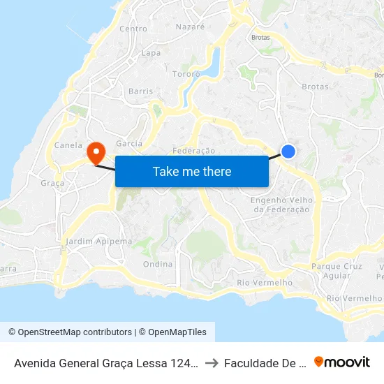Avenida General Graça Lessa 124 - Acupe De Brotas Salvador - Ba Brazil to Faculdade De Educação Da Ufba map