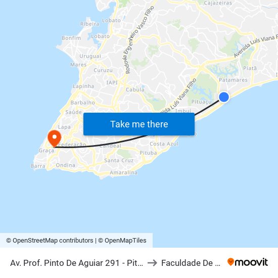 Av. Prof. Pinto De Aguiar 291 - Pituaçu Salvador - Ba 41740-090 Brasil to Faculdade De Educação Da Ufba map