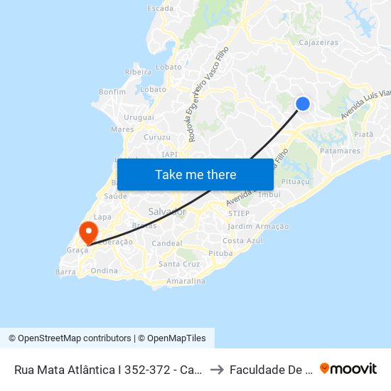 Rua Mata Atlântica I 352-372 - Canabrava Salvador - Ba 41260-145 Brasil to Faculdade De Educação Da Ufba map
