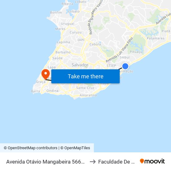 Avenida Otávio Mangabeira 5662 - Bôca Do Rio Salvador - Ba Brasil to Faculdade De Educação Da Ufba map