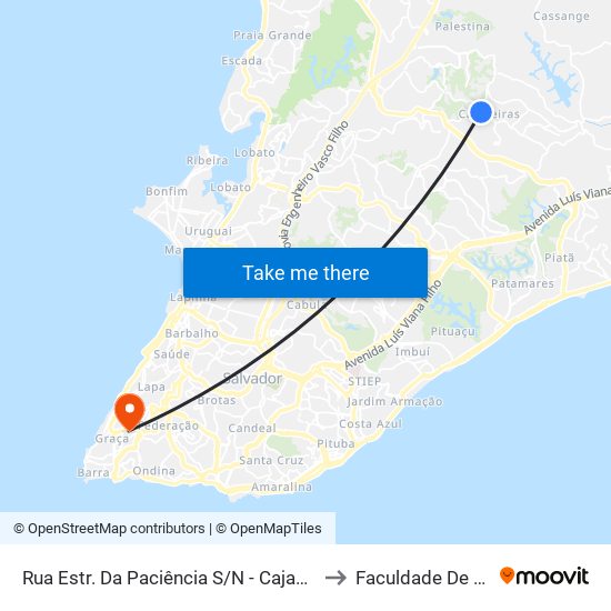 Rua Estr. Da Paciência S/N - Cajazeiras Salvador - Ba 41342-315 Brasil to Faculdade De Educação Da Ufba map