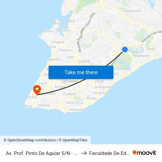 Av. Prof. Pinto De Aguiar  S/N - Pituaçu Salvador - Ba Brasil to Faculdade De Educação Da Ufba map