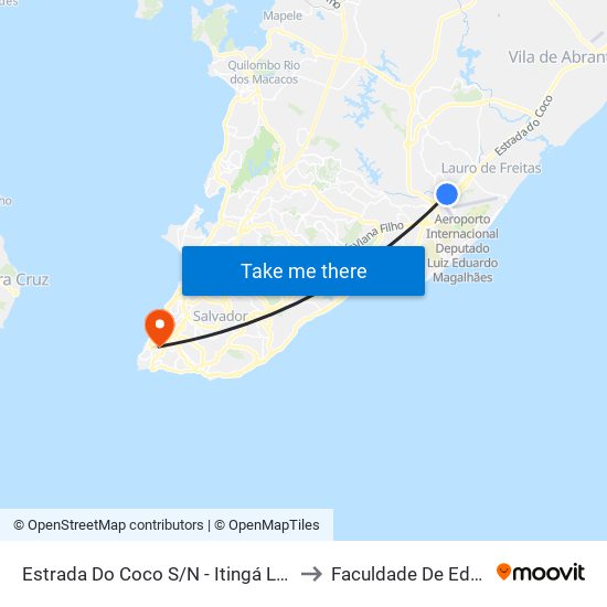 Estrada Do Coco S/N - Itingá Lauro De Freitas - Ba Brasil to Faculdade De Educação Da Ufba map