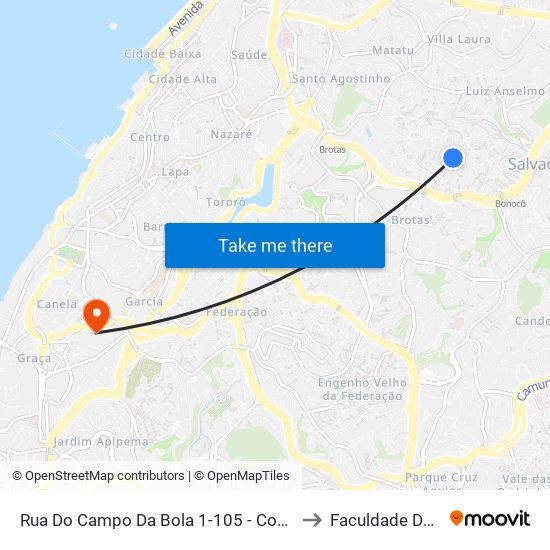 Rua Do Campo Da Bola 1-105 - Cosme De Farias Salvador - Ba 40253-030 Brasil to Faculdade De Educação Da Ufba map