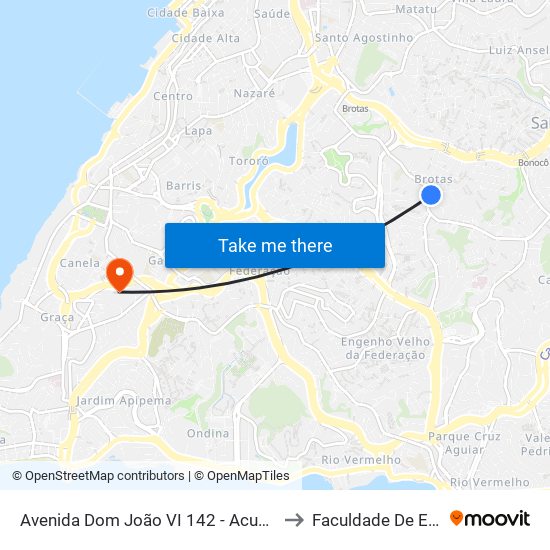 Avenida Dom João VI 142 - Acupe De Brotas Salvador - Ba Brasil to Faculdade De Educação Da Ufba map