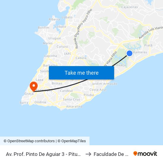 Av. Prof. Pinto De Aguiar 3 - Pituaçu Salvador - Ba 41740-090 Brasil to Faculdade De Educação Da Ufba map