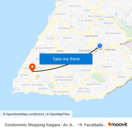 Condomínio Shopping Itaigara - Av. Antônio Carlos Magalhães 65 - Itaigara Salvador - Ba 41857-900 Brasil to Faculdade De Educação Da Ufba map