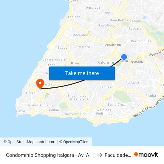 Condomínio Shopping Itaigara - Av. Antônio Carlos Magalhães 65 - Itaigara Salvador - Ba 41857-900 Brasil to Faculdade De Educação Da Ufba map
