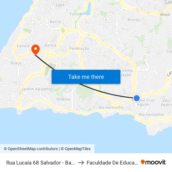 Rua Lucaia 68 Salvador - Bahia 41940 Brasil to Faculdade De Educação Da Ufba map