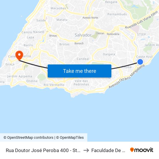 Rua Doutor José Peroba 400 - Stiep Salvador - Ba 41770-790 Brasil to Faculdade De Educação Da Ufba map