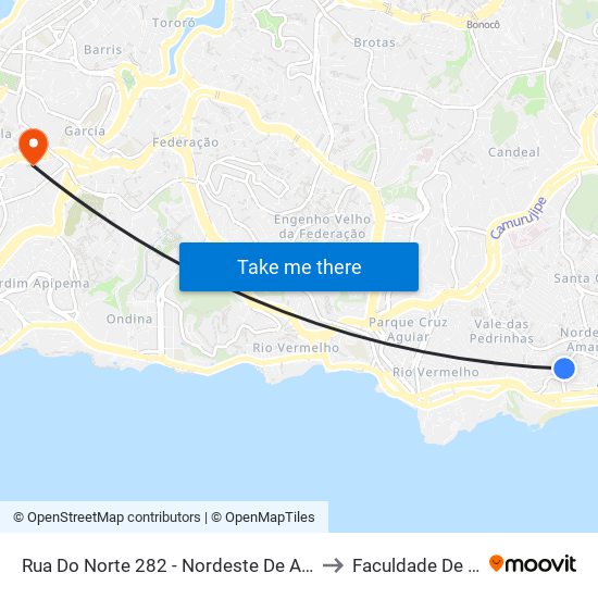 Rua Do Norte 282 - Nordeste De Amaralina Salvador - Ba 41905-001 Brasil to Faculdade De Educação Da Ufba map