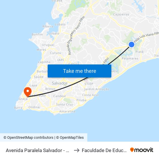Avenida Paralela Salvador - Bahia 41745 Brasil to Faculdade De Educação Da Ufba map
