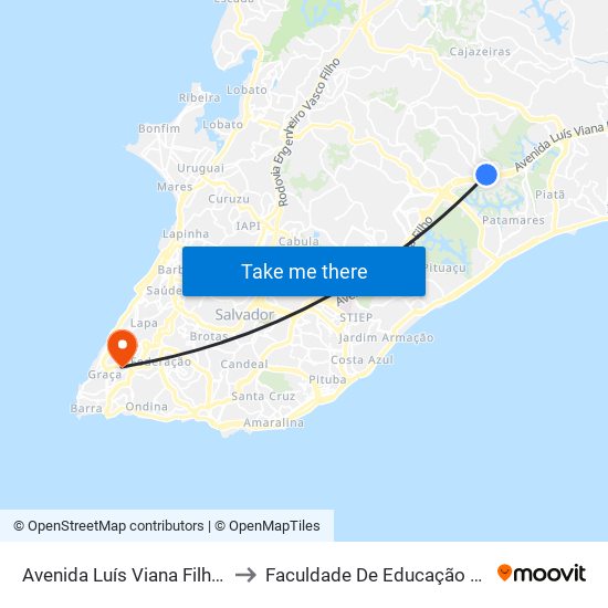 Avenida Luís Viana Filho 6171 to Faculdade De Educação Da Ufba map