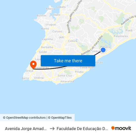 Avenida Jorge Amado 203 to Faculdade De Educação Da Ufba map