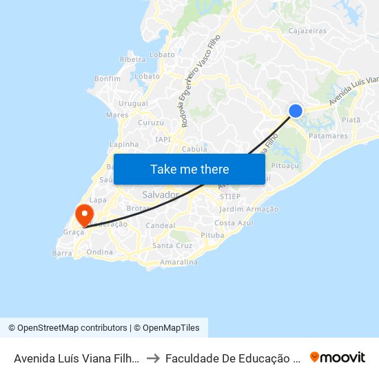 Avenida Luís Viana Filho 4070 to Faculdade De Educação Da Ufba map