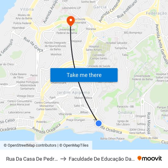 Rua Da Casa De Pedra 28 to Faculdade De Educação Da Ufba map