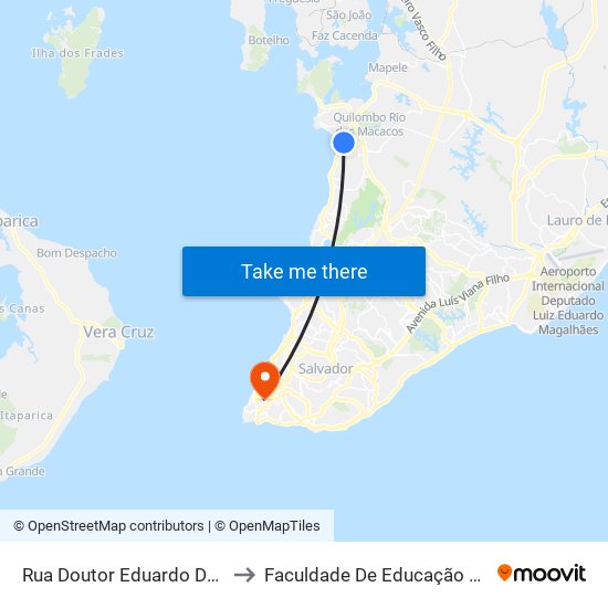 Rua Doutor Eduardo Dotto 25 to Faculdade De Educação Da Ufba map