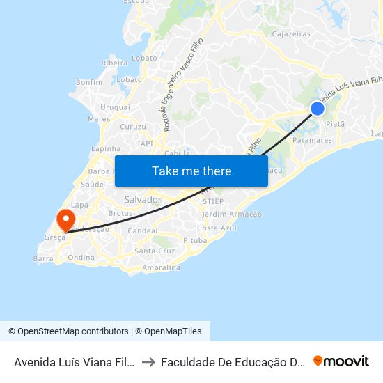 Avenida Luís Viana Filho 13 to Faculdade De Educação Da Ufba map