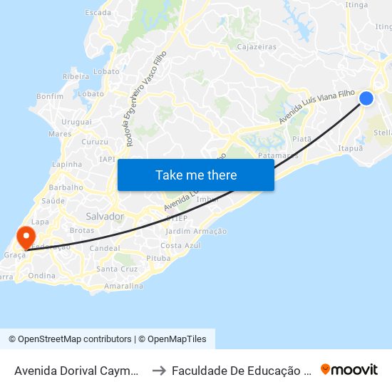 Avenida Dorival Caymmi 931b to Faculdade De Educação Da Ufba map