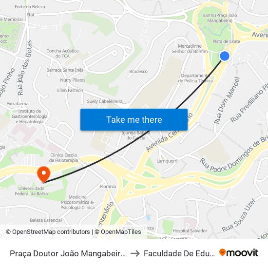 Praça Doutor João Mangabeira | Upa Dos Barris - Ida to Faculdade De Educação Da Ufba map