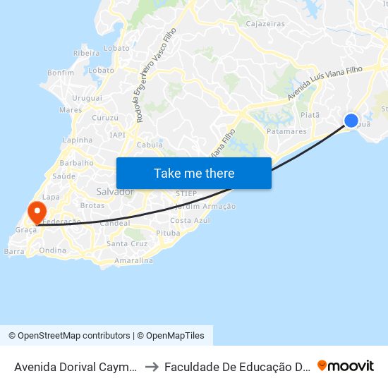 Avenida Dorival Caymmi, 62 to Faculdade De Educação Da Ufba map